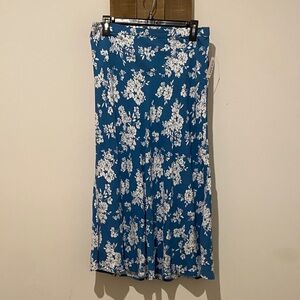 Old Navy Blue and White Floral Midi Skirt